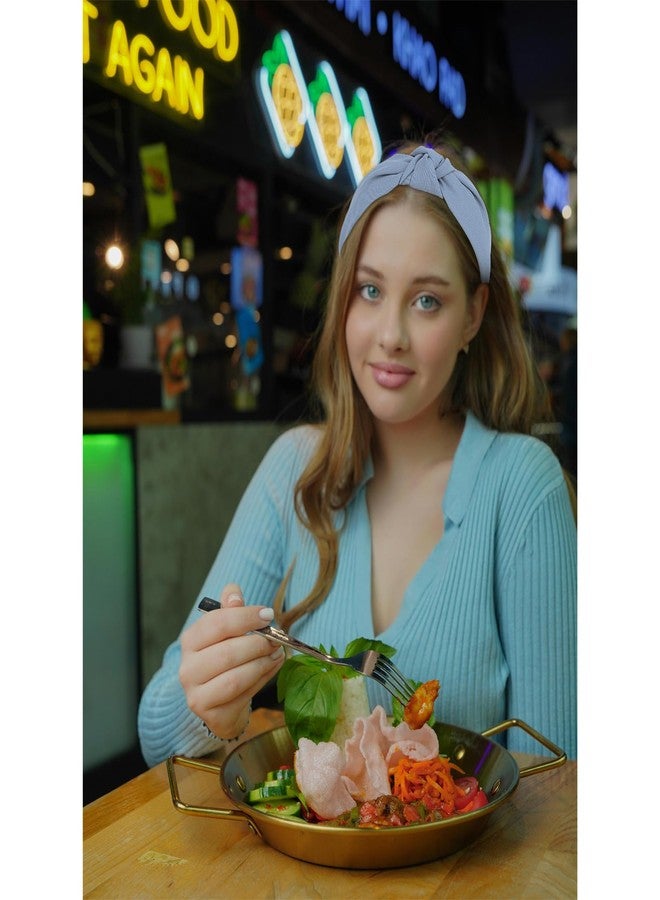 Amariver Knotted Headband for Women Non-slip Head Bands Top Knot Headbands Solid Colors Blue Headbands Fashion Hair Accessories for Women Girls - Image 2